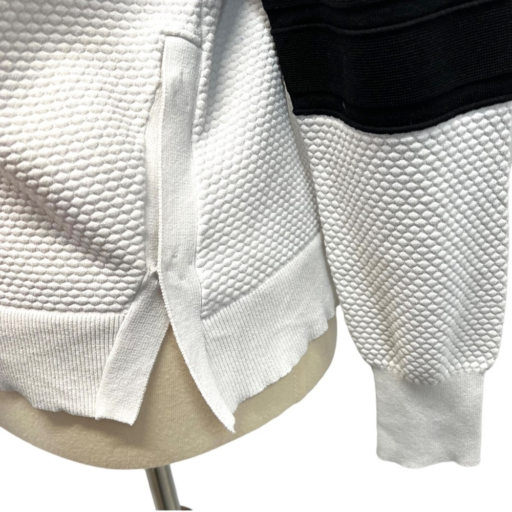 Jonathan Simkhai Black & White Side Snap Colorblock Textured Sweatshirt Medium - Picture 5 of 12